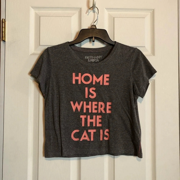 Bethany Mota by Aeropostale Crop T-shirt Cat - Picture 1 of 3